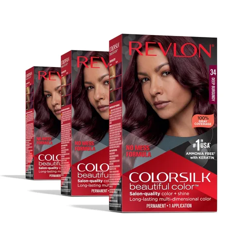 Miniatura 3 de Revlon Colorsilk Tinte permanente para el cabello, cubre 100 % las canas, sin amoníaco, con queratina y aminoácidos, tonos rojos (paquete de 3)
