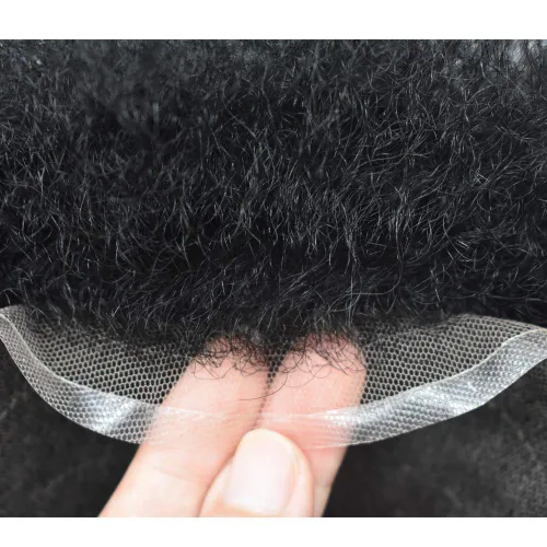 Miniatura 4 de Afro - Toupee - Toupee para hombre, encaje suizo, rizado, para hombres negros, hombres afroamericanos, todos los encajes, sistemas de reemplazo