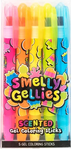 Smelly Gellies - Palitos patentados de gel para colorear, crayones y resaltadores, 5 unidades, regalos para niños