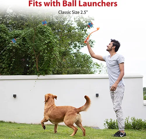 Miniatura 5 de Gigwi Pelota de tenis chirriante para perros, pelota interactiva para perros pequeños y medianos, juguete de goma colorido y de rebote alto de 2.5
