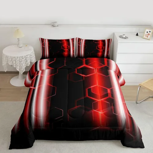 Miniatura 42 de jejeloiu Juego de ropa de cama Queen y King, juego de edredón de panal para niños, niñas, adolescentes, decoración de habitación, edredón Multi 07