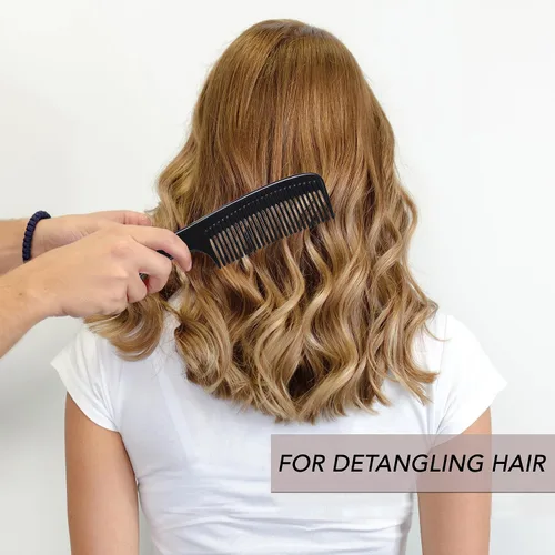 Miniatura 3 de Allegro Comb 1004 Peines desenredantes de dientes anchos para mujeres, estilistas, peine de pelo rizado para hombre, 2 piezas (negro)