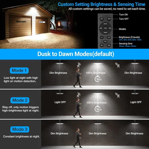 Miniatura 5 de ropelux - Luces solares para interiores y exteriores, 3000 lm, regulables, 5 modos (2 para iluminación durante todo el día), sensor de movimiento