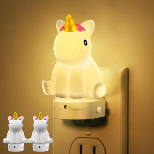 Miniatura 25 de Luces nocturnas de búho enchufables a la pared, bonita luz nocturna para niños, luz nocturna LED de 8 colores con sensor de atardecer a amanecer