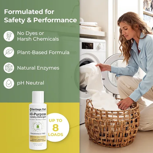 Miniatura 2 de Heritage Park - Detergente para ropa multiusos sin fragancia, pH neutro, probado por dermatólogos, agradable para la piel sensible, ultra