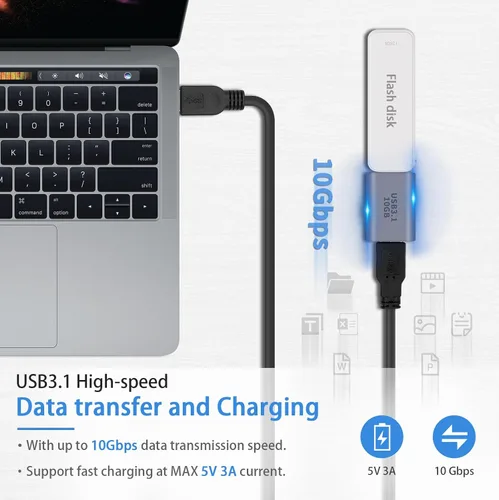 Miniatura 2 de Duttek Adaptador USB C hembra a USB hembra 3.1 Gen2, 10Gbps bidireccional tipo C a tipo A, adaptador OTG compatible con sincronización de datos