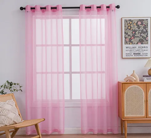 Miniatura 57 de PI - Cortinas traslúcidas con paneles pequeños, cortina transparente para ventana de cocina, mirador, 2 paneles