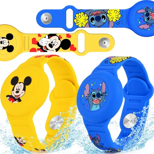 Miniatura 8 de Pulsera impermeable de Airtag para niños [Paquete de 2], lindo soporte de Air Tag con diseño oculto de dibujos animados para niños con cobertura
