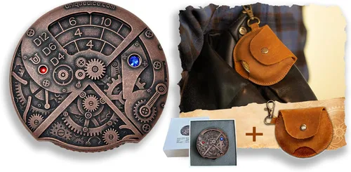 Miniatura 7 de UD - Juego de dados mecánicos de ruleta únicos DND Steampunk Dragones de metal D y D con dados TRPG DND 7 en 1 Spinner Metal D&D Juego de dados