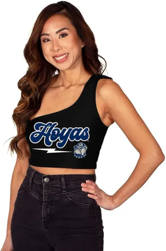 Miniatura 17 de Lojobands Camiseta sin mangas de un hombro para mujer, para portón trasero, talla única Miami University Redhawks - Negro