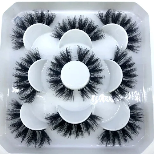 Miniatura 51 de 5 pares de pestañas postizas de visón 3D de 0.98 pulgadas a granel, con caja personalizada, pestañas postizas naturales finas al por mayor (ML-07)