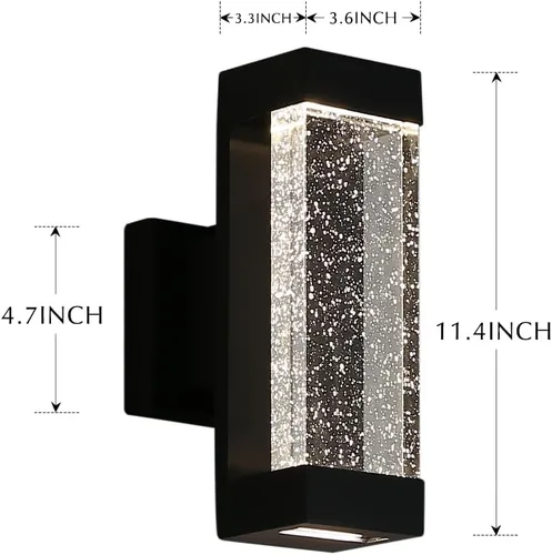 Miniatura 4 de Cerdeco Lámpara de pared moderna de burbujas de cristal, pintada en negro mate, 12 W 3000 K, luz blanca cálida