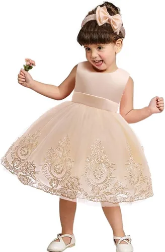 Miniatura 4 de CMMCHAAH - Vestidos de fiesta y concurso, con encaje y bordado, con lazo, tutú y diadema, para bebés y niñas, tallas 0-6T
