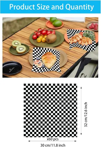 Miniatura 2 de 120 hojas de papel encerado de 12 x 12 pulgadas, cesta de comida para sándwich, forros de hojas de papel encerado a cuadros para envolver pan