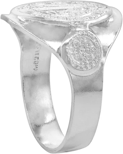 Miniatura 3 de Anillo de San Benito con sello redondo de plata de ley de 58 pulgadas para mujer, tallas 5-10