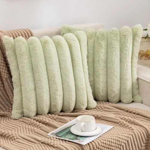Miniatura 2 de Juego de 2 fundas de almohada de 18 x 18 pulgadas, almohadas para sala de estar, almohadas para cama de piel sintética