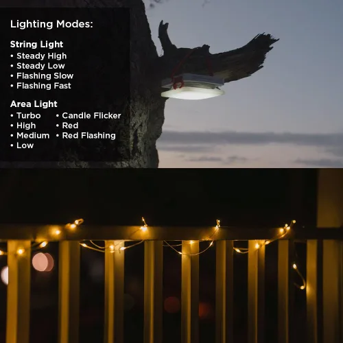 Miniatura 6 de LuminAID Cadena de luces solares con cargador de teléfono, luces recargables para tienda de campaña para campamento, cadena de luces de 32 pies