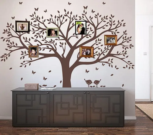 árbol familiar calcomanía decorativa para pared mariposas y aves arte de pared vinilo calcomanía decorativa para pared marco para fotos árbol