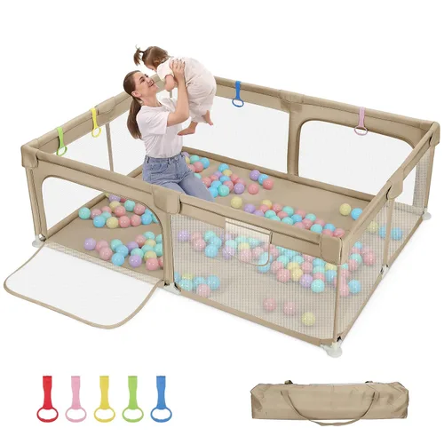 Miniatura 18 de Dripex Corralito para bebés, corralito pequeño de 47×47 pulgadas para bebés, corralito de juegos para bebés con mayor seguridad