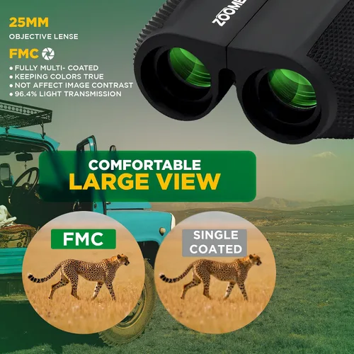 Miniatura 4 de Binoculares compactos de alta potencia de 10 x 25 para adultos, observación de aves de largo alcance, viajes para cruceros, ligeros y pequeños