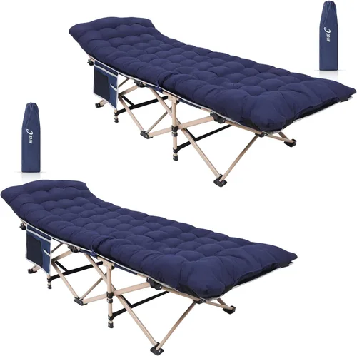Nice C Catres de camping con cojín, catres de camping con colchón, para adultos, catre plegable, con almohada, bolsa de transporte y bolsillo de
