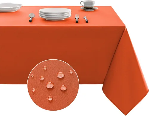 Miniatura 8 de Veblandy Mantel rectangular impermeable, a prueba de derrames, sin arrugas, mantel lavable, decoración de mesa de cocina, comedor, mantel de tela