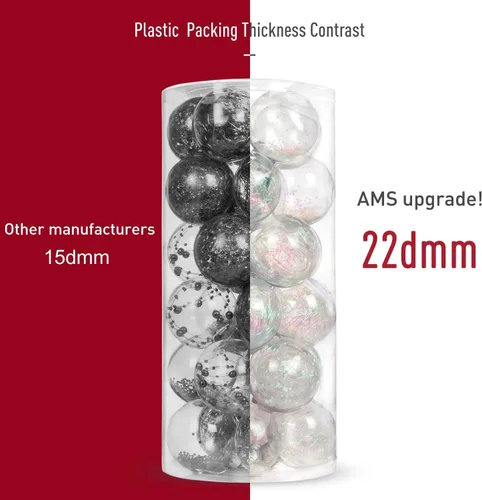 Miniatura 7 de AMS Adornos de bolas de Navidad transparentes de 24 piezas, 2.76"/70mm, bolas de Navidad irrompibles para colgar, juego de esferas para árbol