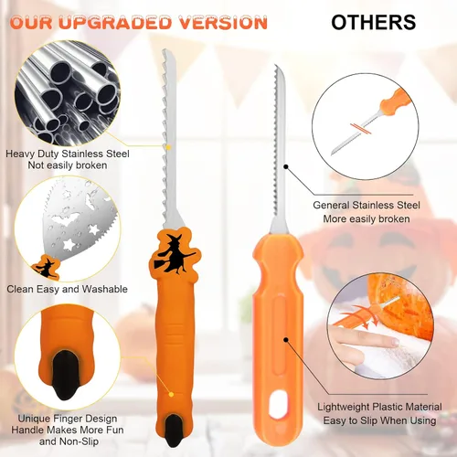 Miniatura 3 de Kit de tallado de calabaza para Halloween, juego profesional de tallado resistente, herramienta de escultura de acero inoxidable cuchillo