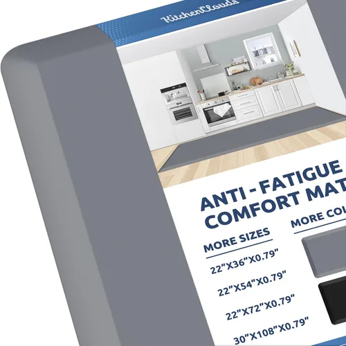Miniatura 73 de KitchenClouds Alfombra de cocina acolchada anti fatiga, 17.3 x 60 pulgadas, impermeable, antideslizante, tapete de escritorio cómodo, para cocina