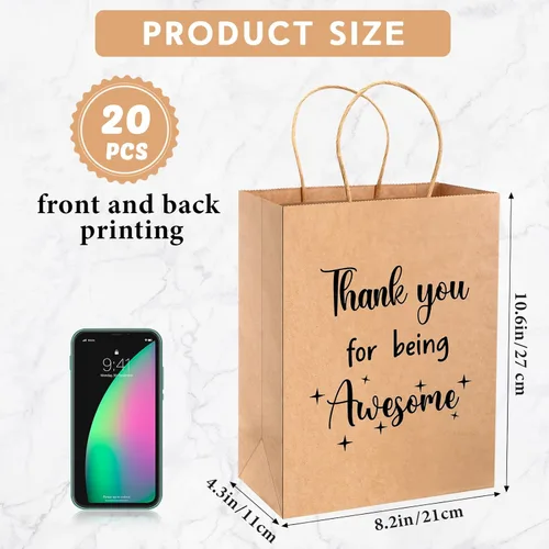 Miniatura 2 de Ctosree 20 piezas de bolsas de papel para regalo de agradecimiento para empleados, compañeros de trabajo, colegas, bolsas de "Gracias por ser Papel