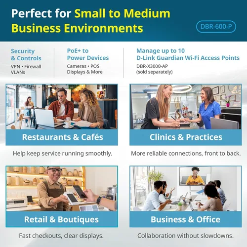 Miniatura 5 de D-Link Guardian 600 PoE Multi-Gig Business Router (DBR-600-P), enrutador premium con conmutación por error Multi-WAN, cortafuegos SPI, LAN PoE+ de 8