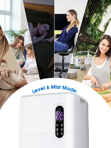 Miniatura 4 de Humidificador de 26L/5.7 galones para habitación grande, 3000 pies cuadrados, niebla fría de gran tamaño, humidificadores silenciosos de 38 horas