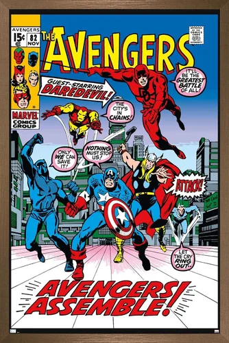 Trends International Marvel Comics - Póster de pared de Avengers #82 Versión con marco de bronce