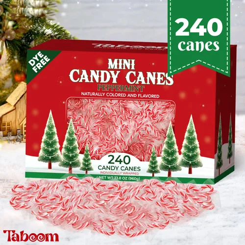 Miniatura 2 de Paquete de 220 mini bastones de caramelo a granel envueltos individualmente, pequeños bastones de caramelo de menta con sabor natural rojo y blanco