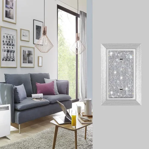Miniatura 4 de Placa de pared con diamantes de imitación plateados brillantes plateados, placa de cubierta de interruptor de luz, cubierta de enchufe de grano