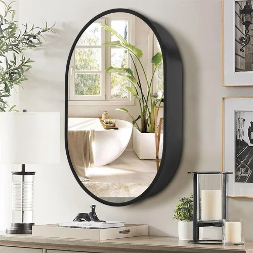 Miniatura 7 de Movo 21 pulgadas x 31 pulgadas oval botiquín espejo baño pared almacenamiento gabinete espejo montaje superficie montaje montaje