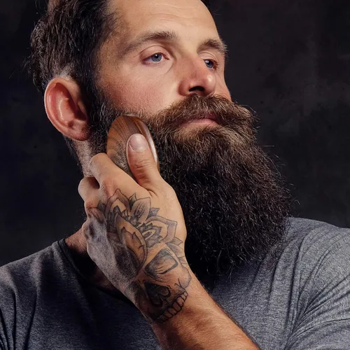 Miniatura 7 de BFWood Cepillo para barba de cerdas de jabalí, estilo militar de nogal de madera negra, cepillo de bigote de madera para hombre