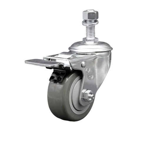 Miniatura 49 de Rueda giratoria de poliuretano con vástago roscado con rueda gris de 3 x 1.25 pulgadas y vástago de 1/2 pulgada - Capacidad de 300 libras/ruedas