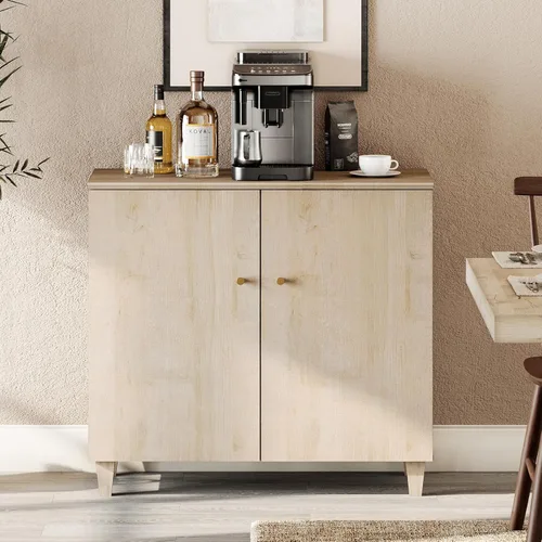 Miniatura 8 de WAMPAT Aparadores de buffet, mesa consola de madera Credenza de 70.8 pulgadas de ancho con 4 puertas, armarios de almacenamiento 2 en 1 modernos