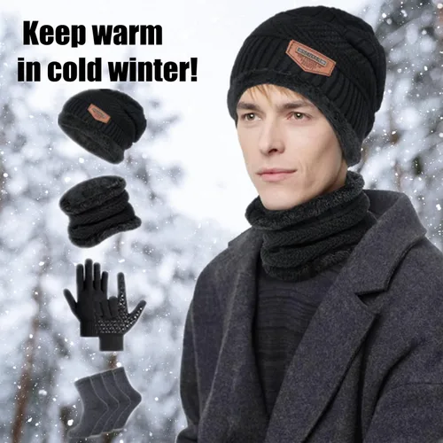 Miniatura 6 de Conjunto de bufanda y guantes de invierno con forro polar cálido para hombres y mujeres