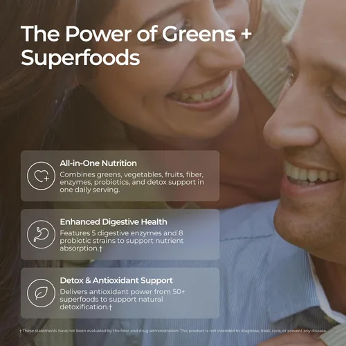 Miniatura 5 de Livingood Daily Verdes y superalimentos en polvo, súper verdes para la salud intestinal, jugo verde en polvo con espirulina, clorella y enzimas