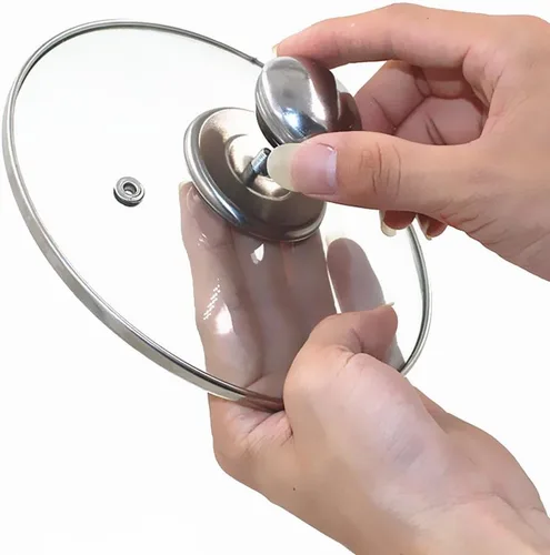 Miniatura 6 de Paquete de 2 manijas universales para tapa de olla, mango circular de repuesto de acero inoxidable de 2.1 pulgadas, mango de tapa de olla