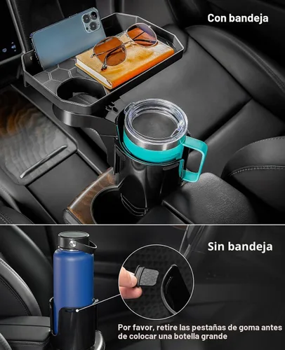 Miniatura 2 de JoyTutus - Expansor de portavasos para coche, bandeja fijable para tazas de automóvil con rotación de 360°, soporte grande para tazas que adapta
