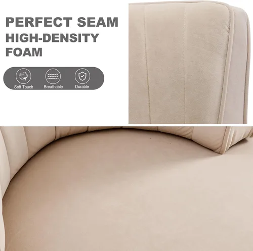 Miniatura 6 de Luxyhome - Silla giratoria de barril 360, de terciopelo, moderna silla decorativa tapizada de mediados de siglo, silla auxiliar redonda de sherpa
