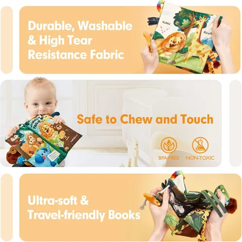 Miniatura 3 de hahaland Libros para bebés de 0 a 6 meses, juguete sensorial para bebés de 6 a 12 meses, libro de sensación táctil, juguete de viaje, regalos