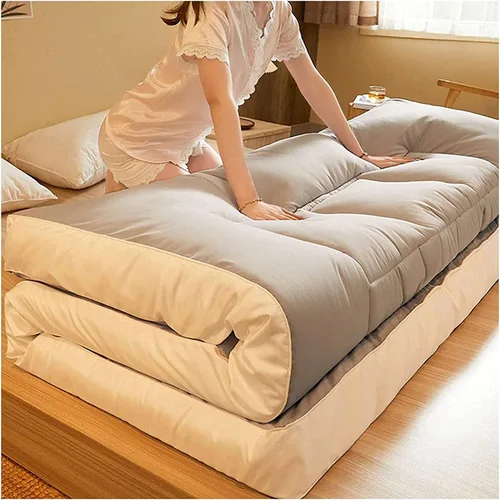 Miniatura 2 de colchón de futón de suelo japonés, tatami estera portátil para acampar, colchón de dormir para niños, plegable para el suelo con protector de Caqui