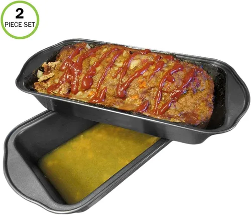Miniatura 6 de Evelots Pan de carne que drena grasa, antiadherente, para cocinar, hornear, más sabor, juego de 2 piezas