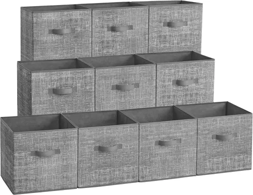 Miniatura 15 de SONGMICS - Cubos de almacenamiento de 11 pulgadas, contenedores de tela no tejida con asas dobles, juego de 6, organizadores de armario