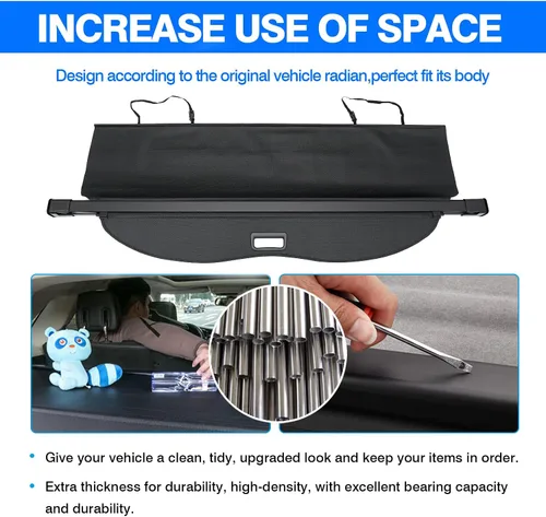 Miniatura 5 de Powerty Cubierta de Carga para Toyota Highlander 2014-2019 Accesorios, Cubierta de Maletero Retráctil Sombra Protectora de Maletero Cubierta