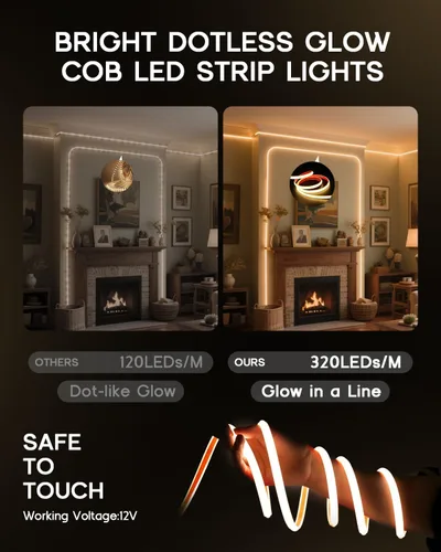 Miniatura 3 de Tiras de Luces LED COB Luz Azul, 12V 32.8 pies IP67 Impermeable Alto CRI 95Ra+ Súper Brillante, Luces Flexibles para Barco para Pesca Nocturna